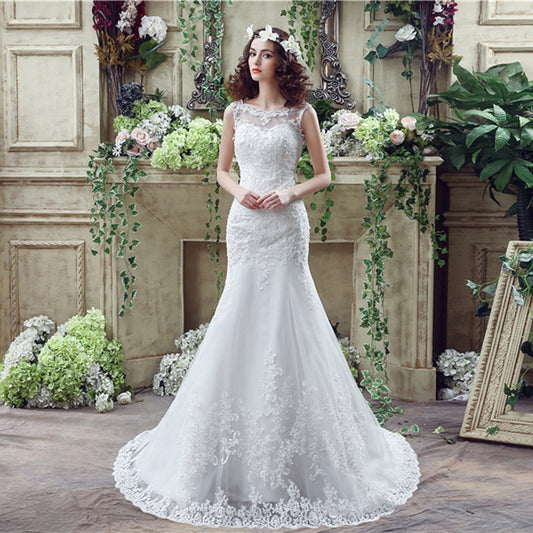 Krispfy.com Bride Trailing Wedding Dress sexy Lace Mermaid Wedding DressW