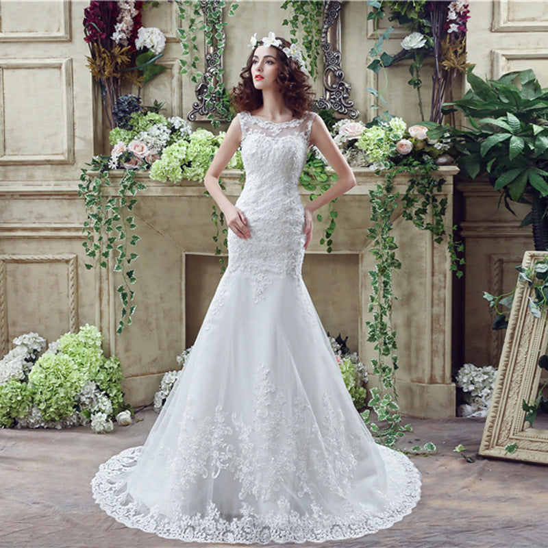 Krispfy.com Bride Trailing Wedding Dress sexy Lace Mermaid Wedding DressW