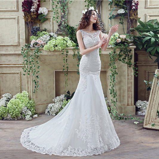 Krispfy.com Bride Trailing Wedding Dress sexy Lace Mermaid Wedding DressW