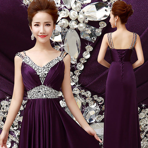 Krispfy.com Women Sleeveless Sexy A-Line Elegant Wedding Party Formal Gowns Long Evening Dress