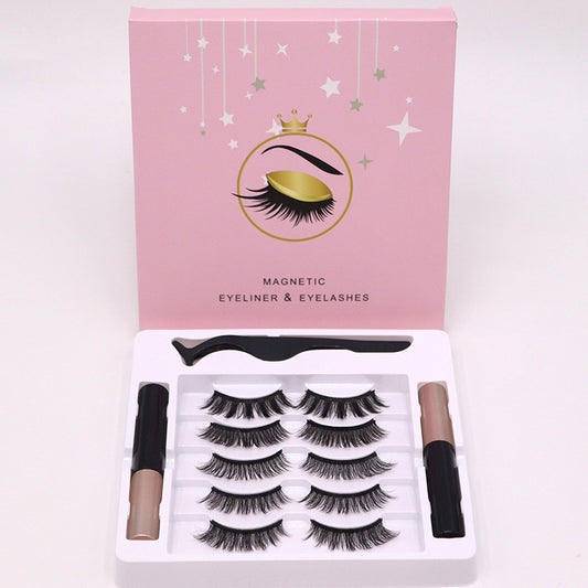 Krispfy Magnetic Eyelashes Eyeliner Set Long Lasting False Mink Waterproof Eye Lashes Extension Reusable Beauty Makeup Tool