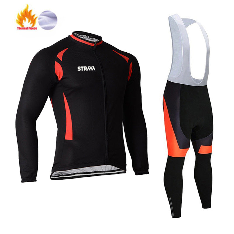 Krispfy.com STRAVA Pro Team Winter Cycling Clothing Breathable Ropa Ciclismo Long Sleeve MTB Bicycle Clothing Outdoor Sport Clothes