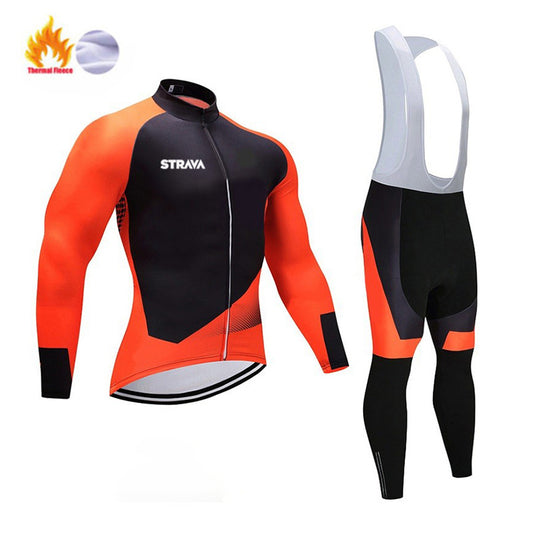 Krispfy.com STRAVA Pro Team Winter Cycling Clothing Breathable Ropa Ciclismo Long Sleeve MTB Bicycle Clothing Outdoor Sport Clothes