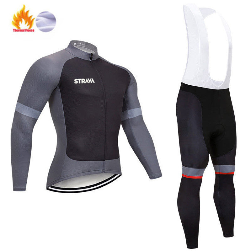 Krispfy.com STRAVA Pro Team Winter Cycling Clothing Breathable Ropa Ciclismo Long Sleeve MTB Bicycle Clothing Outdoor Sport Clothes
