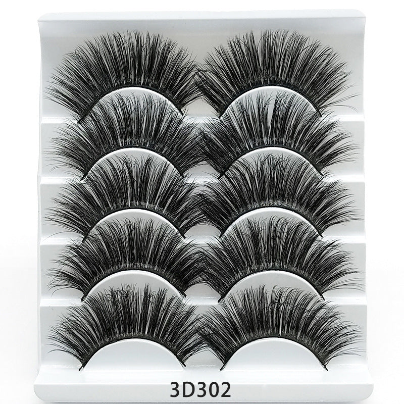 Mink False Eyelashes 3D False Eyelashes Five Pairs Of Soft Cotton Stalk Eyelashes- Krispfy.com