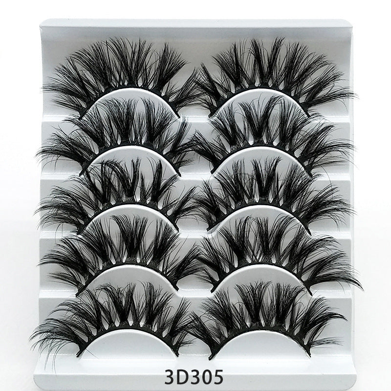 Mink False Eyelashes 3D False Eyelashes Five Pairs Of Soft Cotton Stalk Eyelashes- Krispfy.com
