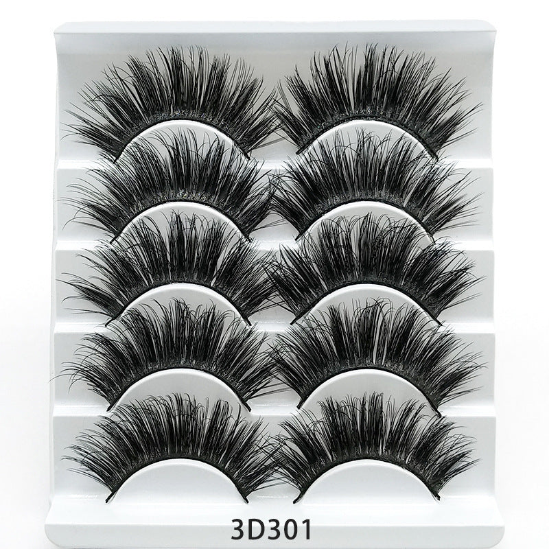 Mink False Eyelashes 3D False Eyelashes Five Pairs Of Soft Cotton Stalk Eyelashes- Krispfy.com