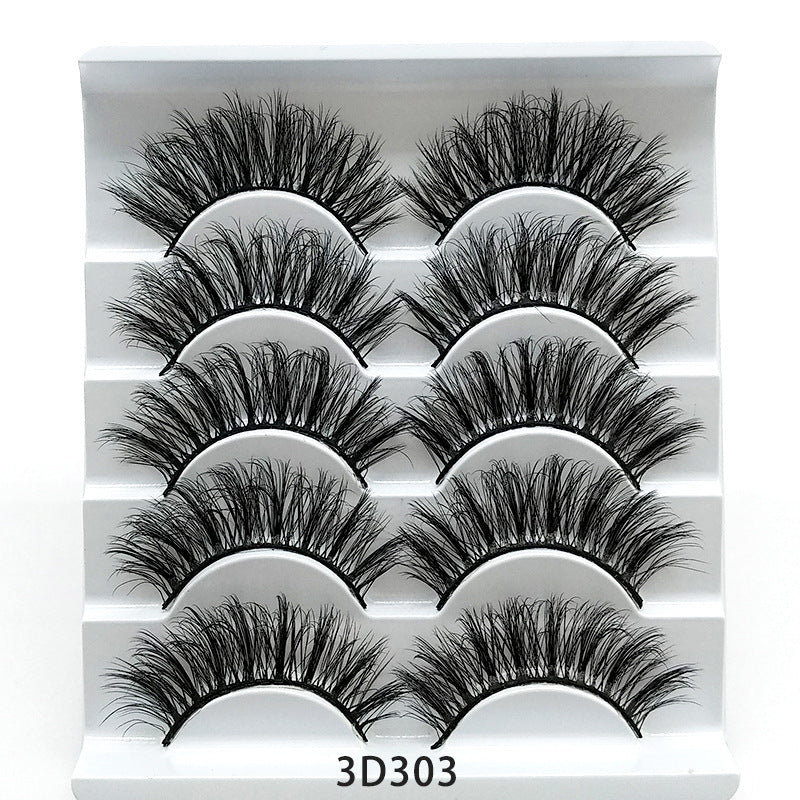 Mink False Eyelashes 3D False Eyelashes Five Pairs Of Soft Cotton Stalk Eyelashes- Krispfy.com