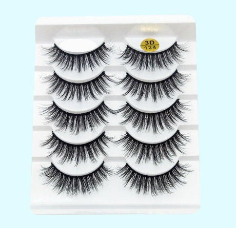 Mink False Eyelashes 3D False Eyelashes Five Pairs Of Soft Cotton Stalk Eyelashes- Krispfy.com