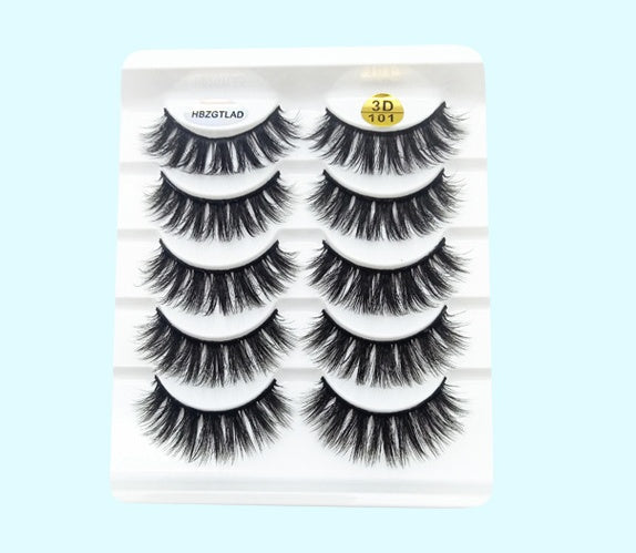 Mink False Eyelashes 3D False Eyelashes Five Pairs Of Soft Cotton Stalk Eyelashes- Krispfy.com