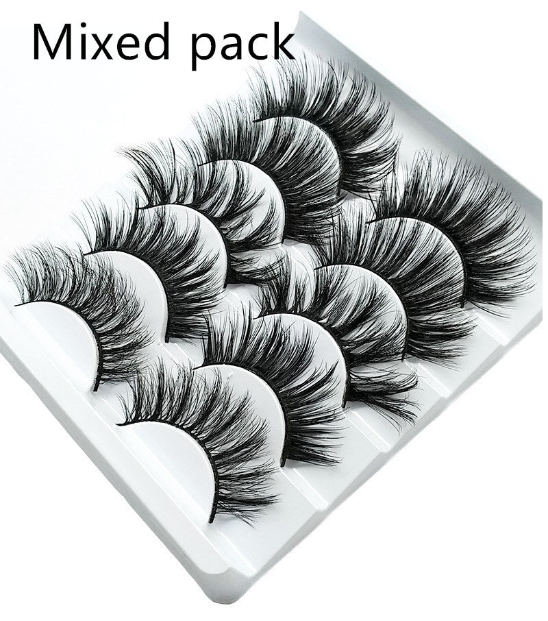 Mink False Eyelashes 3D False Eyelashes Five Pairs Of Soft Cotton Stalk Eyelashes- Krispfy.com