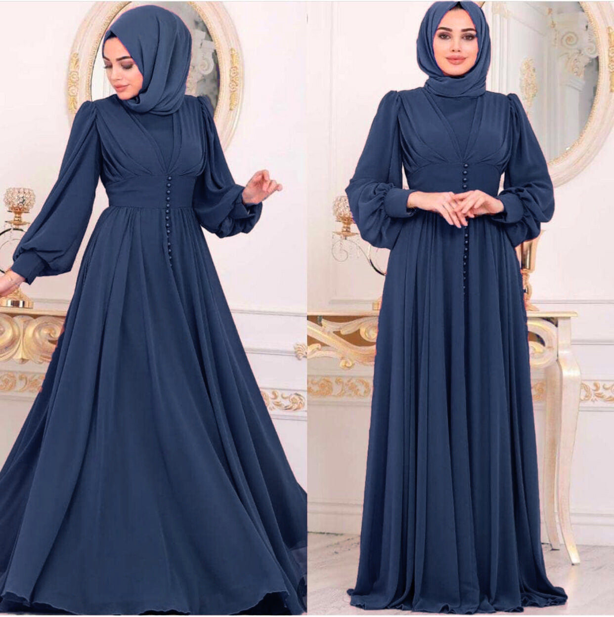 Krispfy.com - Muslim Women's Clothing Long Sleeve Chiffon Dress