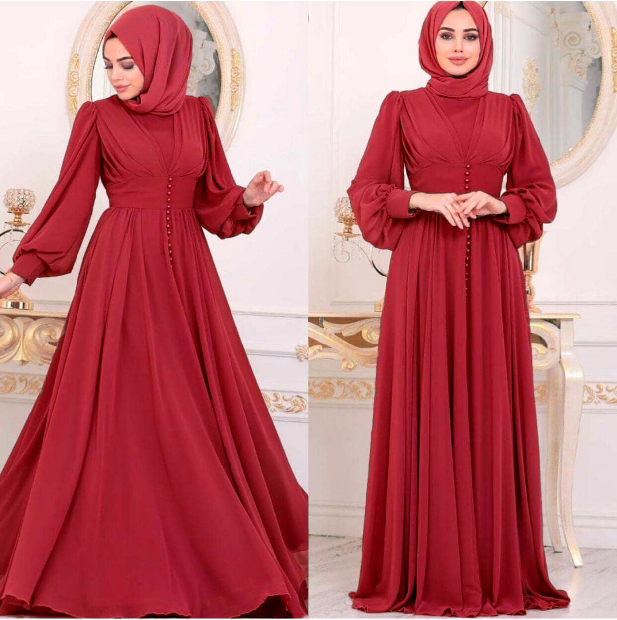 Krispfy.com - Muslim Women's Clothing Long Sleeve Chiffon Dress
