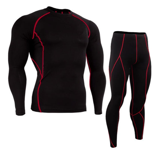 Long Sleeved Tight Fitting Men's Sports Quick Drying Fitness Suit Set