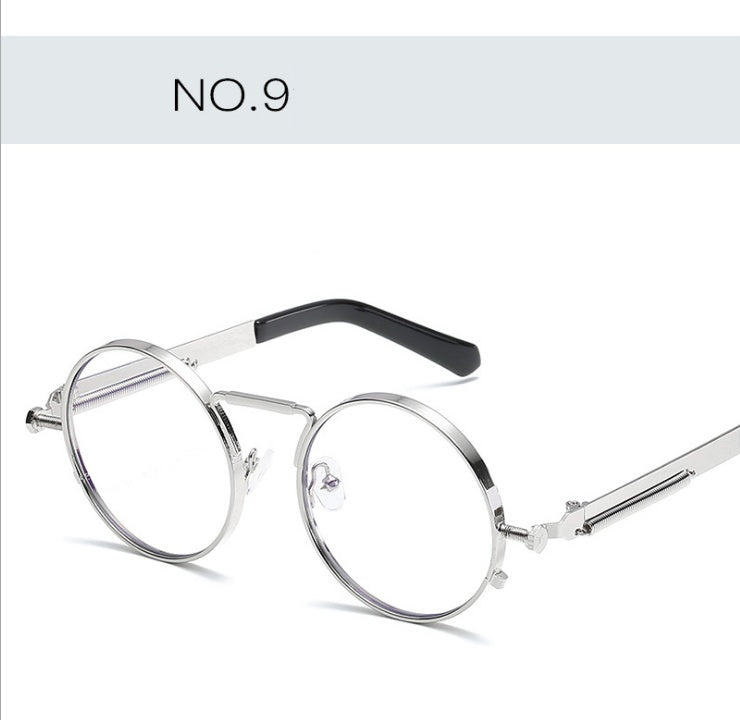 New spring mirror leg sunglasses Metal round frame retro sunglasses Colorful reflective European and American trend sunglasses