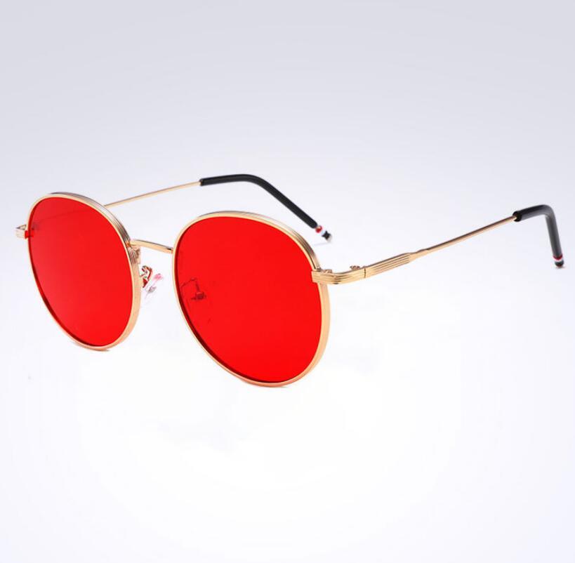 New spring mirror leg sunglasses Metal round frame retro sunglasses Colorful reflective European and American trend sunglasses