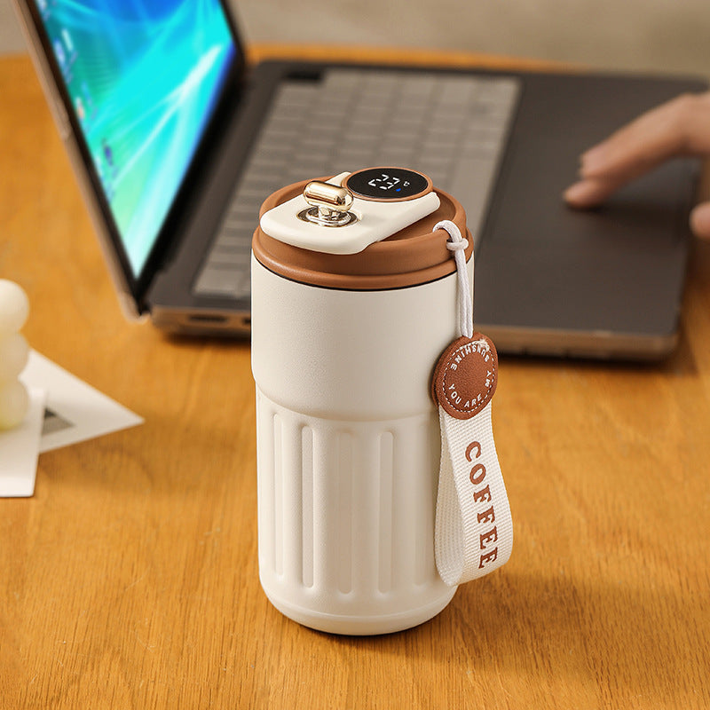 Krispfy Online Solutions Smart Digital Thermal Bottle Portable Coffee Mug Stainless Steel Water Bottle In-Car Insulated Cup Keep Cold Vacuum Flasks 450ml