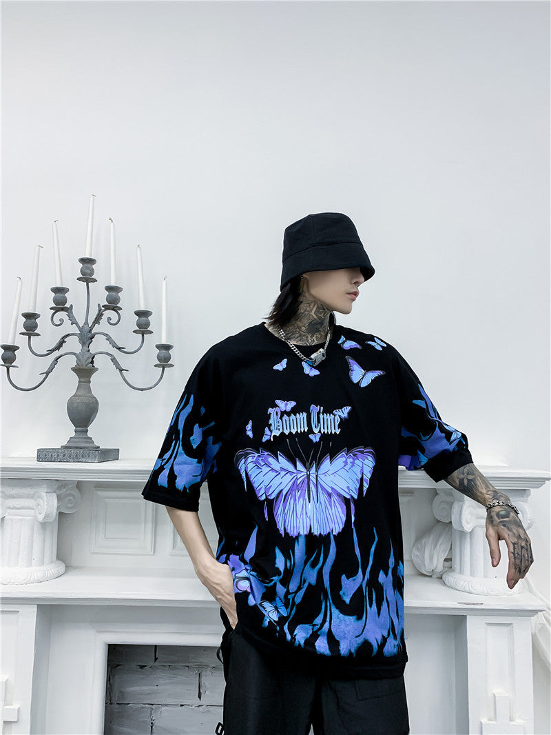 Tide Short-sleeved Butterfly T-shirt Leisure Men