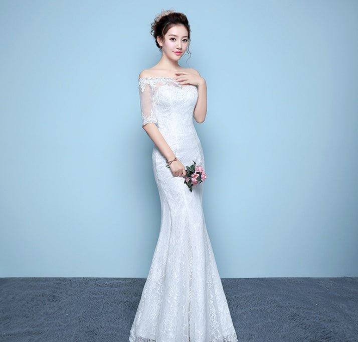 Krispfy.com Wedding Dress Bride Wedding Dress Fishtail Wedding Dress Waist Fishtail Wedding