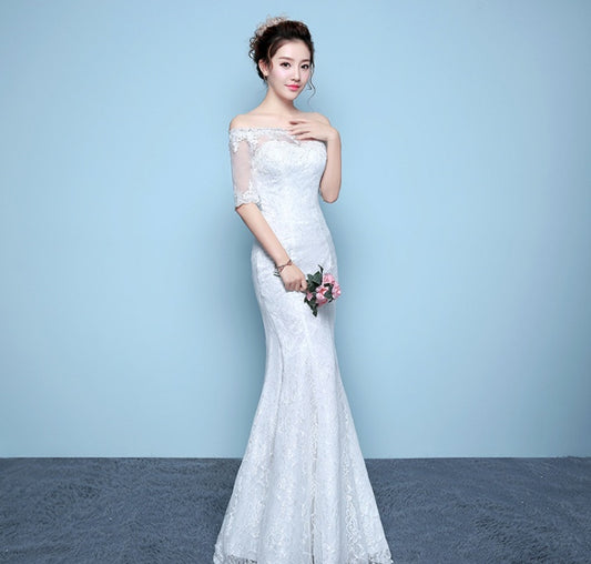 Krispfy.com Wedding Dress Bride Wedding Dress Fishtail Wedding Dress Waist Fishtail Wedding