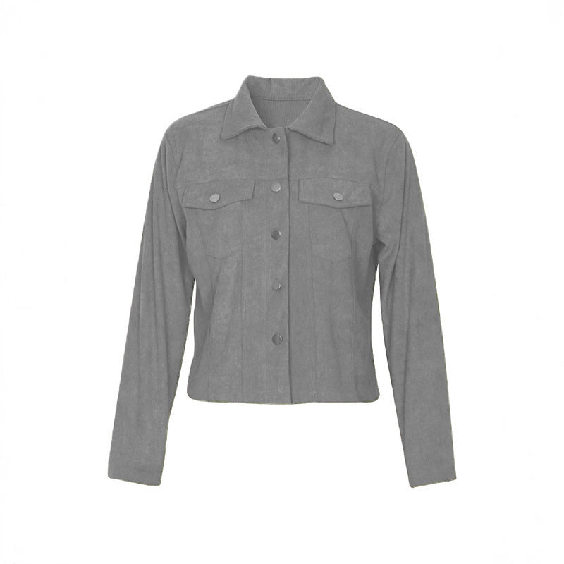 Women's Corduroy Long Sleeve Jacket - Casual Button-Up Coat With Flap Pockets, Fall & Spring Fashion Outerwear