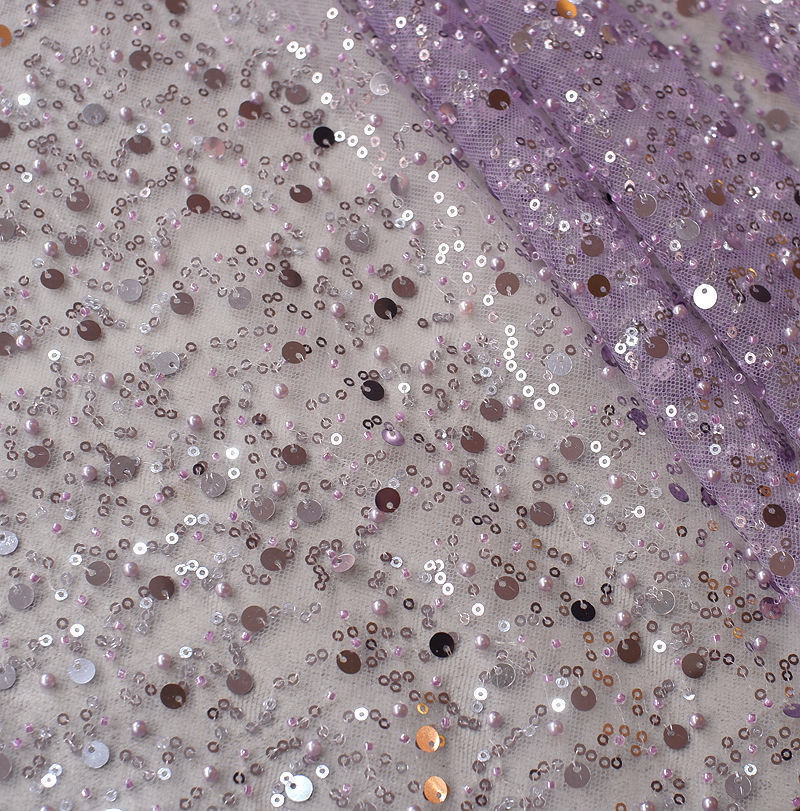 Krispfy.com Sequined Pearl Embroidery Lace I Single Sleeve Dress