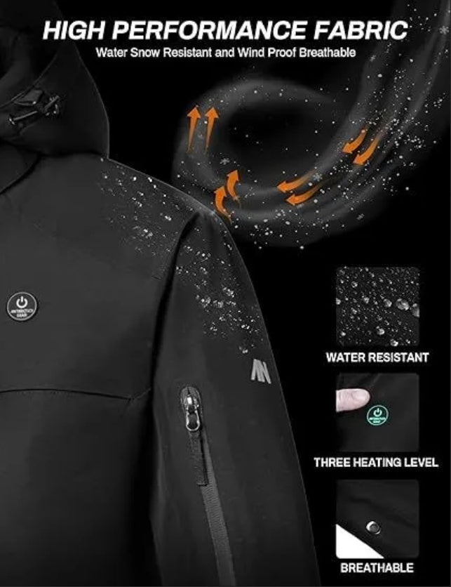 Heated Jacket, Ski Jacket Coat, With 12V 16000mAh Battery Pack, 5 Areas Heating Thicken Men Winter Coat
