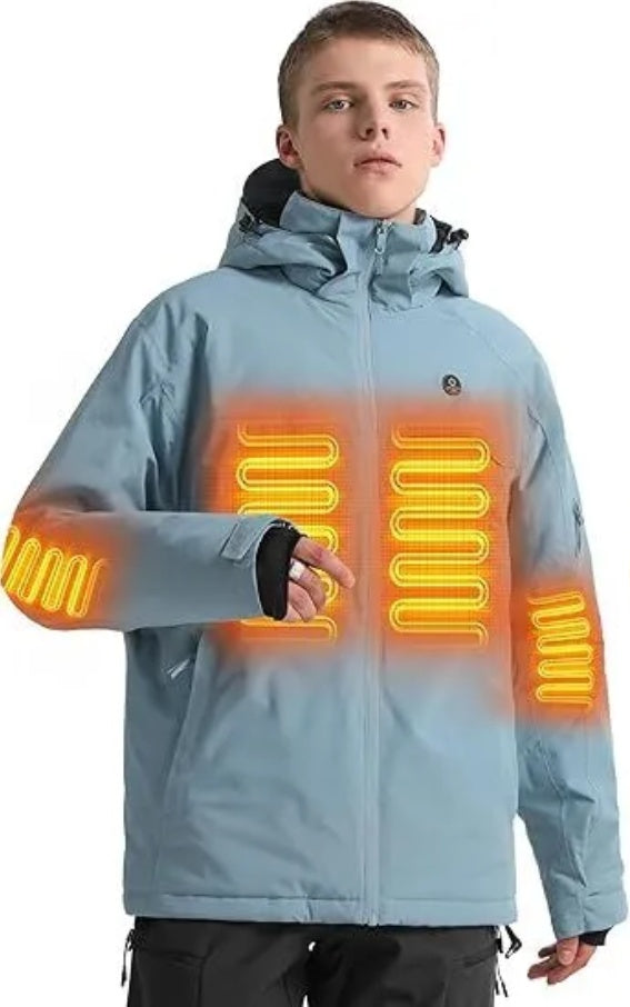 Heated Jacket, Ski Jacket Coat, With 12V 16000mAh Battery Pack, 5 Areas Heating Thicken Men Winter Coat