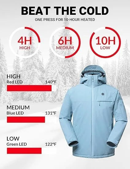 Heated Jacket, Ski Jacket Coat, With 12V 16000mAh Battery Pack, 5 Areas Heating Thicken Men Winter Coat
