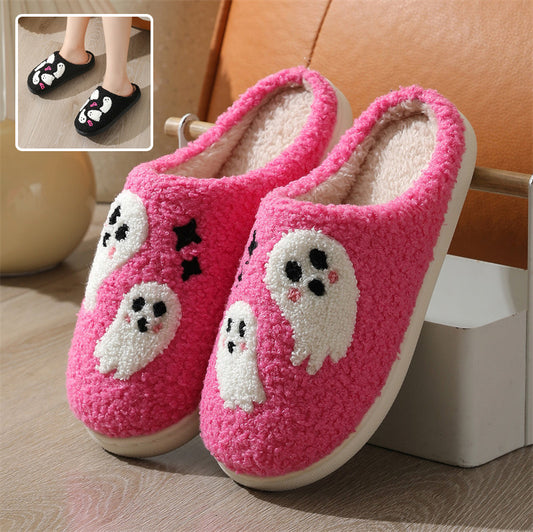 Krispfy Orignals USA - Halloween Cartoon Ghost Cotton Slippers For Women I Indoor Non-slip Bedroom Floor Slipper