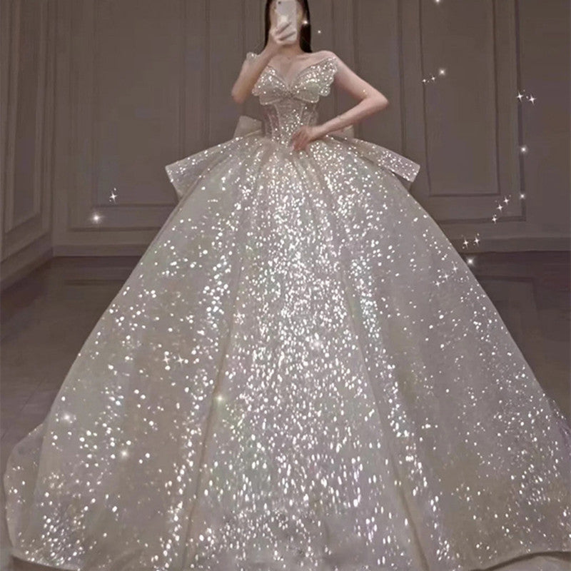 Krispfy.com Long Trailing Retro Wedding Dress