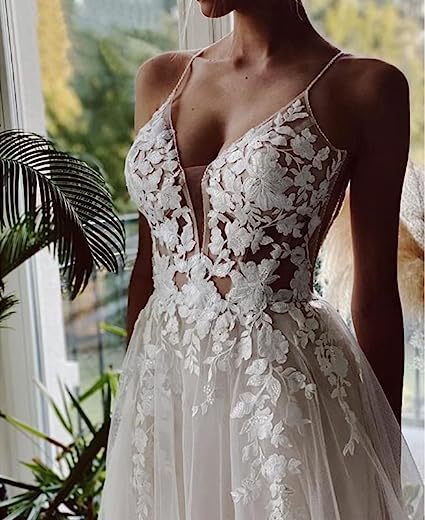 Krispfy.com Women's Wedding Dress Lace Strap Backless