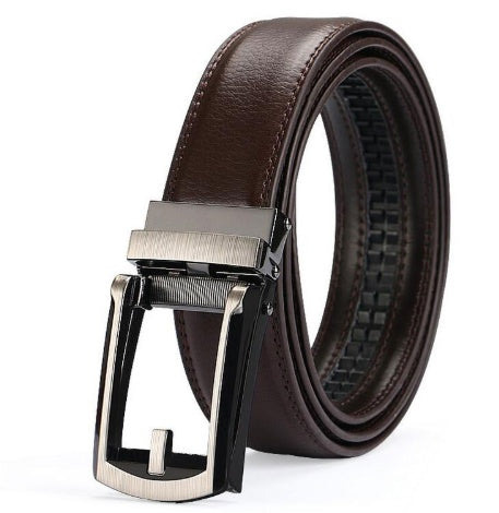 Men's Automatic Buckle Two-layer Cowhide Leather Belt