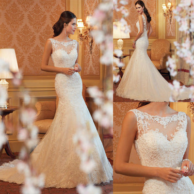Krispfy.com - Wedding Dress Sleeveless Lace Evening Dress