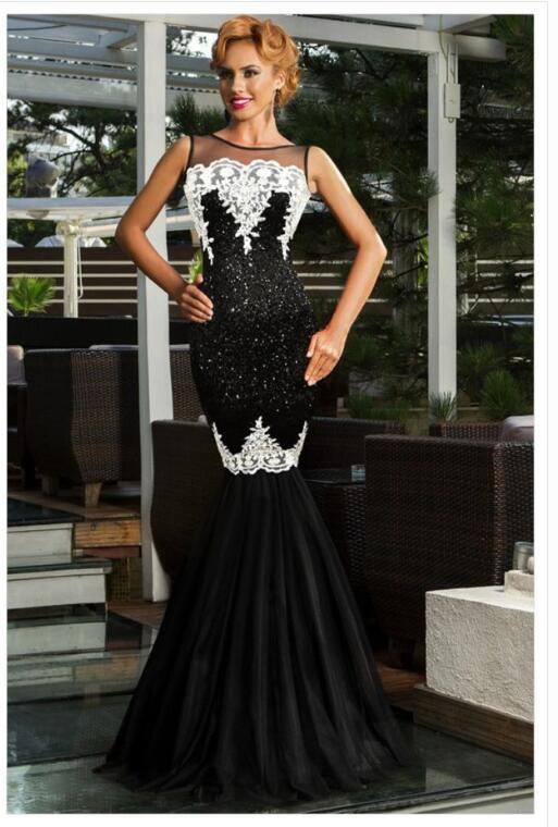 Krispfy.com Orignals Long Skirt Sexy Sleeveless I Sequin Mesh Stitching Banquet Evening Dress I Dew Backpack Hip Fishtail I Mopping Dress