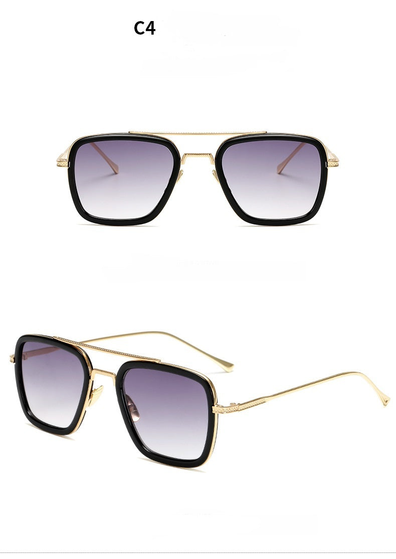 New Fashion Sunglasses Men Metal Square Iron Glasses