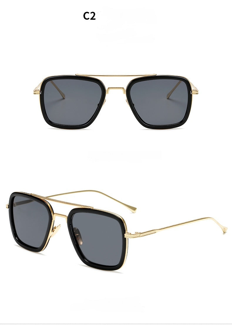 New Fashion Sunglasses Men Metal Square Iron Glasses
