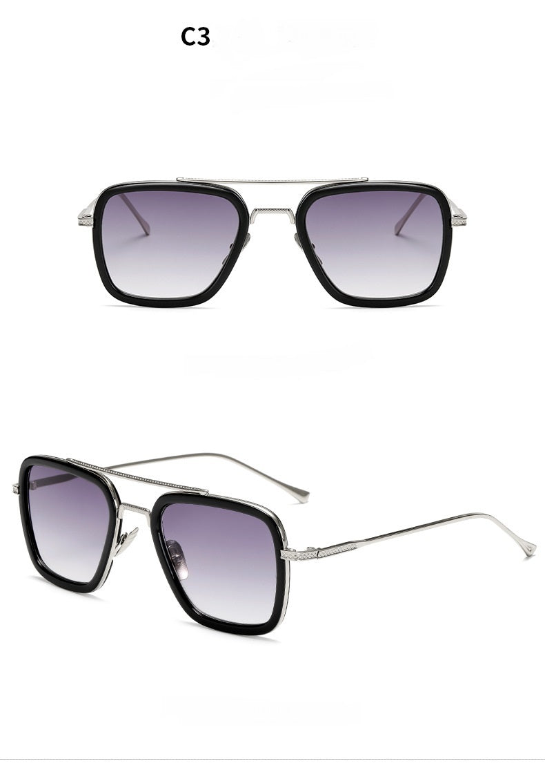 New Fashion Sunglasses Men Metal Square Iron Glasses