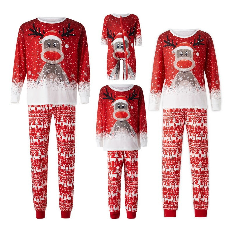 Christmas Print Long Sleeve Casual Parent-Child Suit