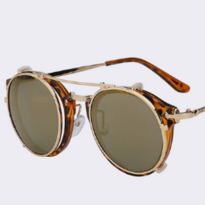 Fashionable And Vintage Dual Purpose Cover Mirror Flat Mirror Men's And Women's Sunglasses
