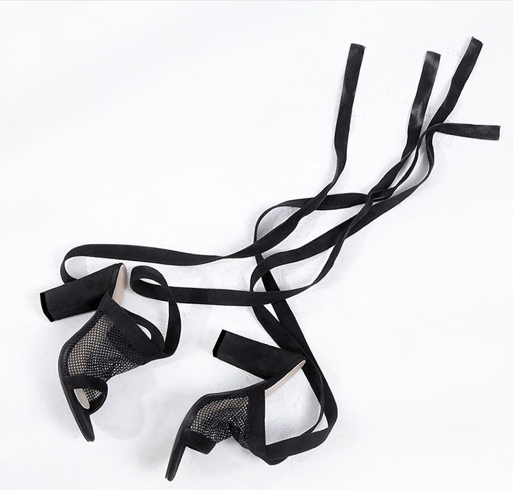 Krispfy Orignals USA - Cross Strap Lace Up High Heels Sandal