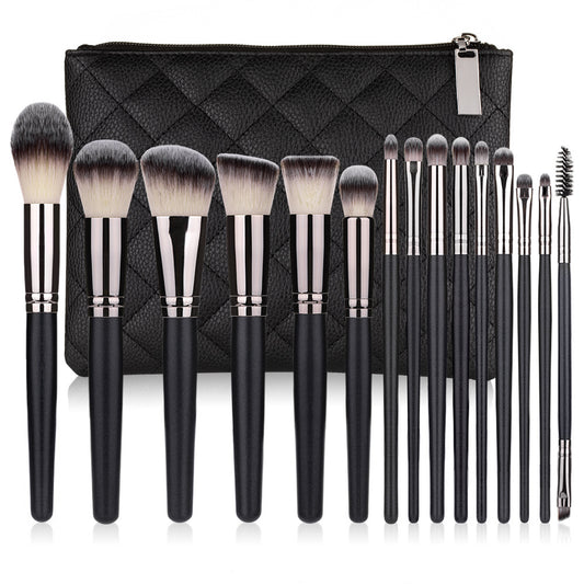 Krispfy Cosmetics 15 Makeup Brushes Set Full Set Matte Black Makeup Tools