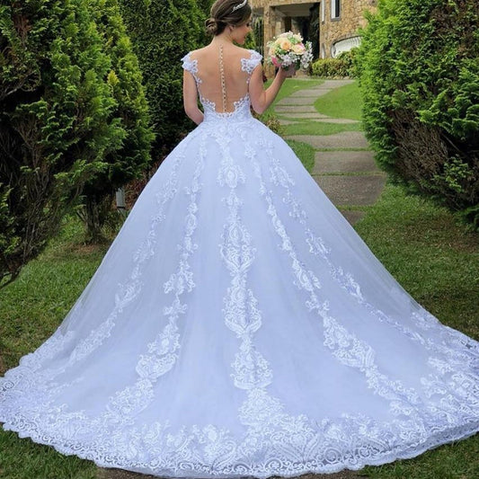 Krispfy.com - Wedding Dress White Vintage Lace Wedding Dress