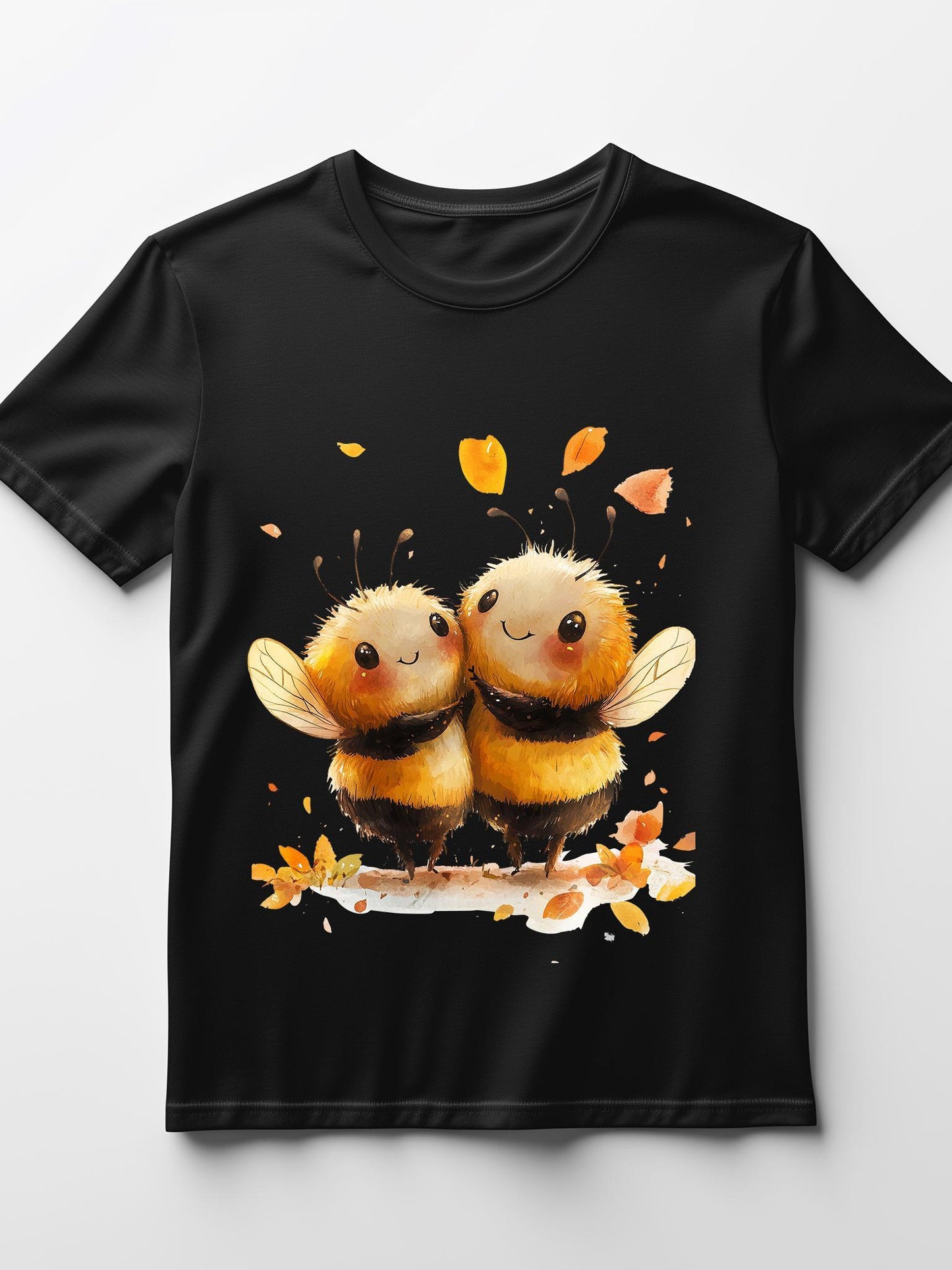 Women's Loose, Fashionable And Cute Style, Cute Little Bee Print Pattern, Casual, Fashionable And Comfortable, Round Neck, All-season Short Sleeves