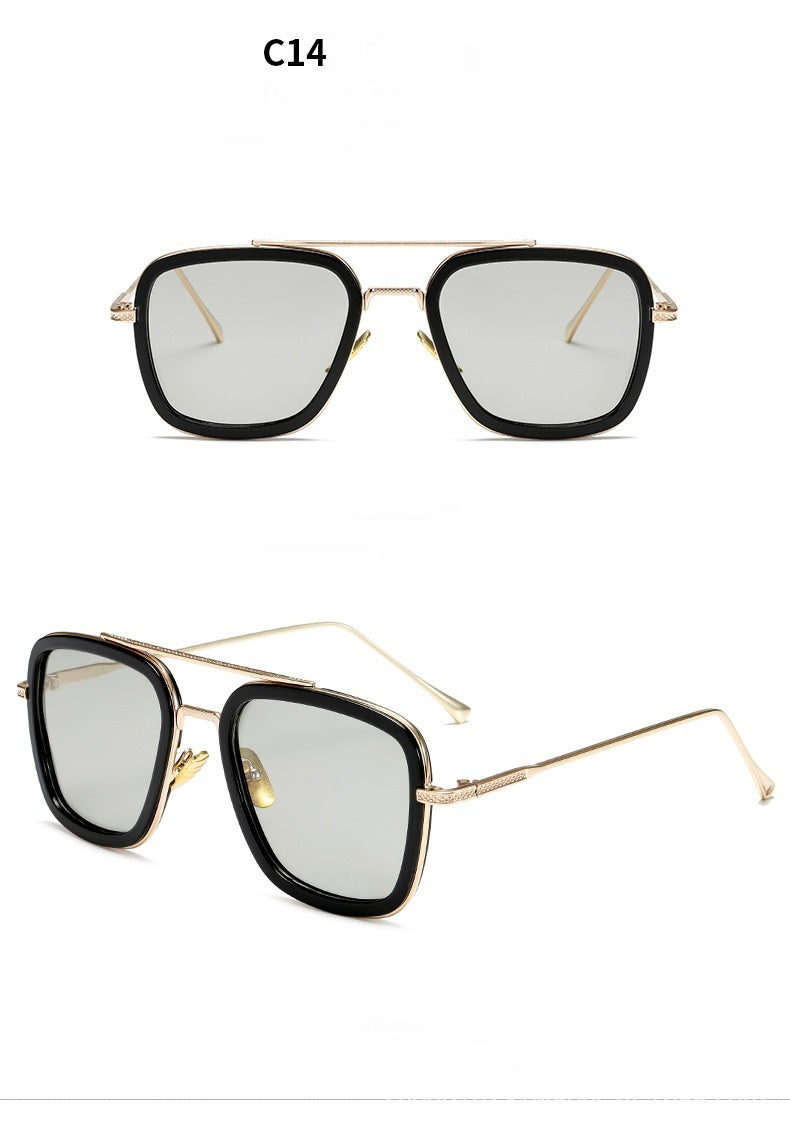 New Fashion Sunglasses Men Metal Square Iron Glasses