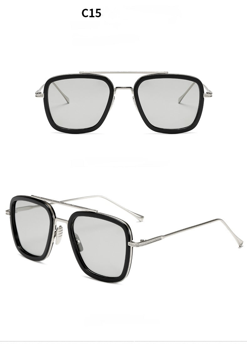 New Fashion Sunglasses Men Metal Square Iron Glasses