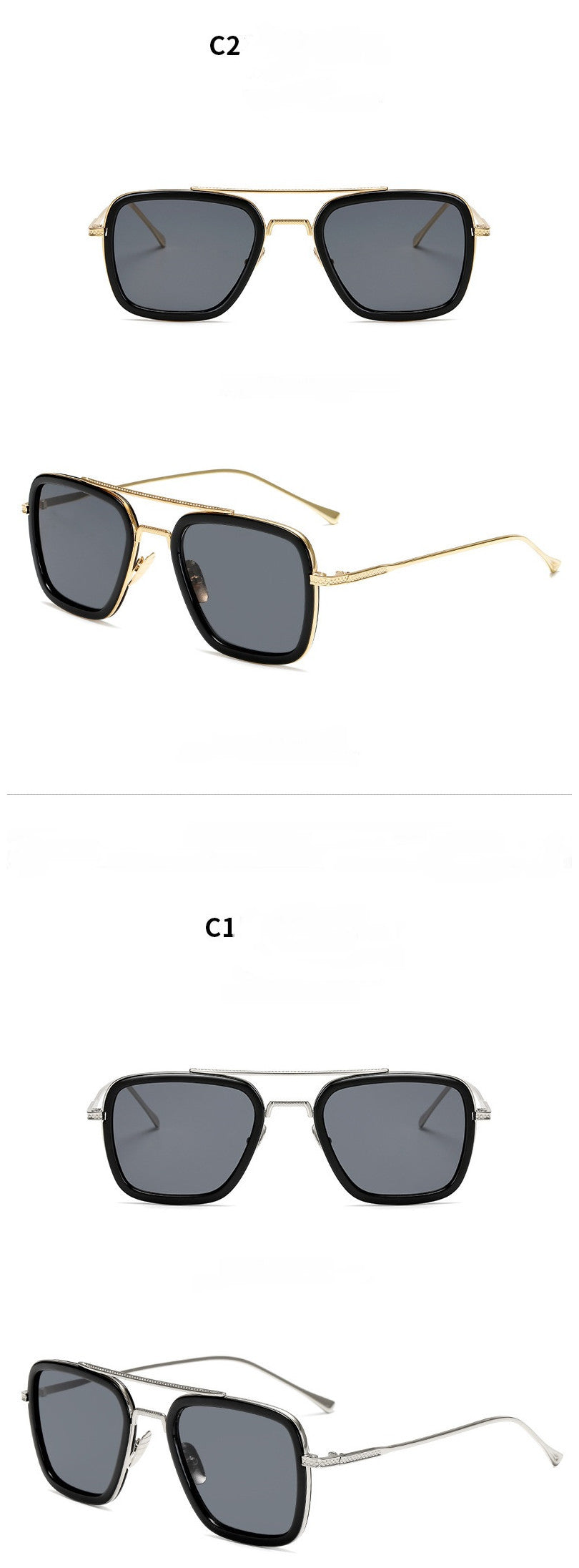 New Fashion Sunglasses Men Metal Square Iron Glasses