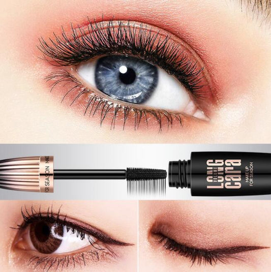 Makeup Eyelash Mascara Eye Lashes Makeup 4D Silk Fiber Lash Mascara New Long Curling Black Waterproof Fiber Mascara- Krispfy.com
