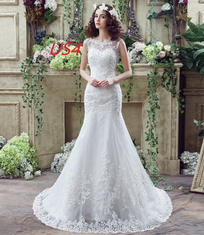 Krispfy.com Bride Trailing Wedding Dress sexy Lace Mermaid Wedding DressW