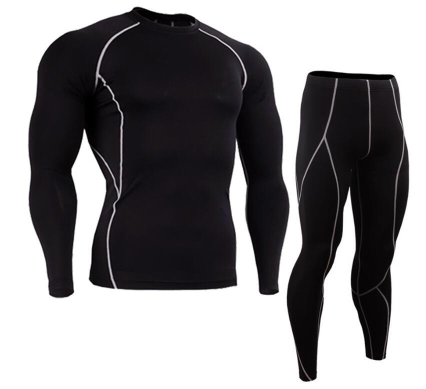 Long Sleeved Tight Fitting Men's Sports Quick Drying Fitness Suit Set